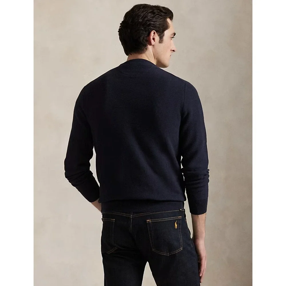 Polo Ralph Lauren Mens Size S Mesh-Knit Cotton Crewneck Sweater Navy Classic NWT